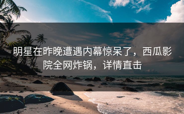 明星在昨晚遭遇内幕惊呆了，西瓜影院全网炸锅，详情直击