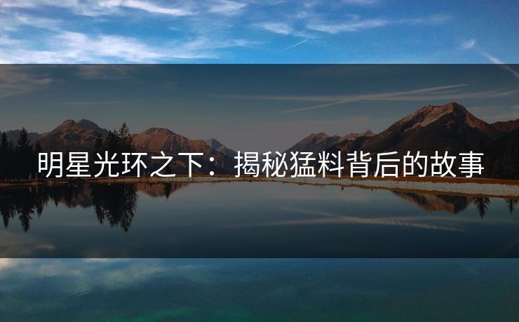 明星光环之下:揭秘猛料背后的故事 明星光环之下:揭秘猛料背后的故事