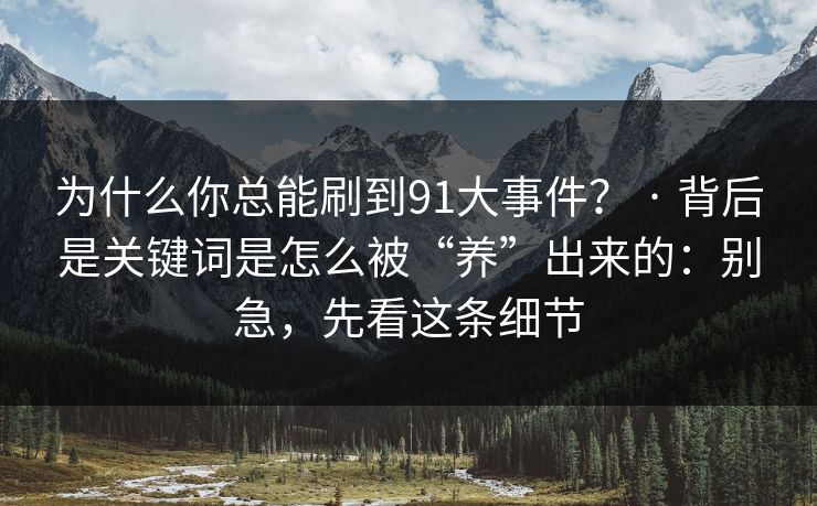 为什么你总能刷到91大事件？ · 背后是关键词是怎么被“养”出来的：别急，先看这条细节