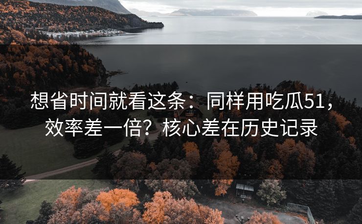 想省时间就看这条：同样用吃瓜51，效率差一倍？核心差在历史记录