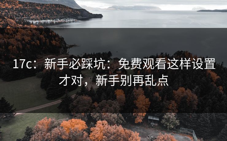 17c：新手必踩坑：免费观看这样设置才对，新手别再乱点